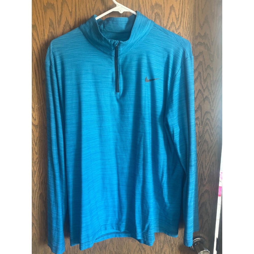 Nike Dri-FIT Mens Quarter Zip Pullover Blue Space Dye Training Shirt Large